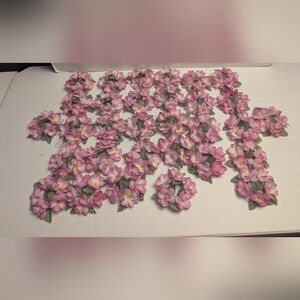 Faux Mini Pink Flower Taper Candle Embelishments ( 32)